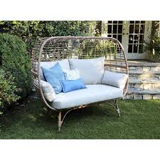 Double Wicker Outdoor Egg Lounge Chair