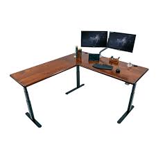 Top view with copy space, flat lay. Lander L Desk Solid Wood Top