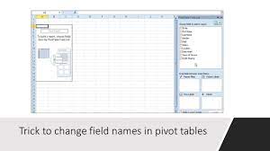 change field names in pivot tables