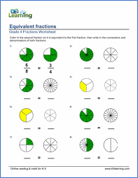 5th grade math worksheets and answer key. Grade 4 Fractions Worksheets Coloring In Equivalent Fractions K5 Learning