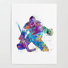 Ice Hockey Girl Goalie Watercolor