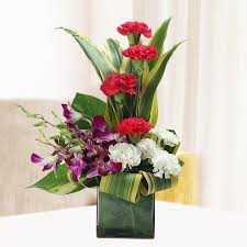 orchids carnations arrangement