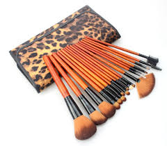 makeup brush 18 pcs with leopard print
