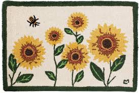 sunflower patch hooked wool rug
