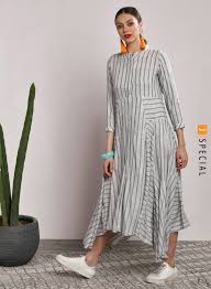 Sangria White Striped A Line Dress