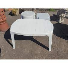 Small White Plastic Garden Table Along