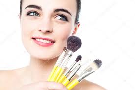 glamorous with makeup brushes