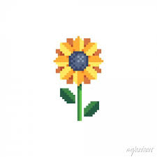 Sunflower Yellow Flower Logo Pixel Art