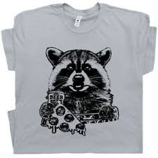 Details About Raccoon T Shirt Funny Beer Tee Retro Vintage Camping Pizza Graphic National Park