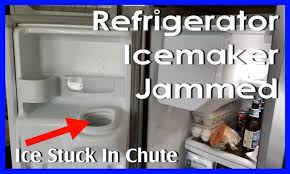 If the cutter grid is broken, ice can back up within the ice maker. Refrigerator Ice Maker Jammed Ice Cubes Stuck In Door Chute