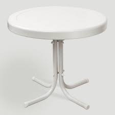 Round White Metal Outdoor Side Table