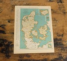 1935 Map Of Denmark Iceland Or