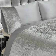 Silver Grey Bedding Velvet Crushed