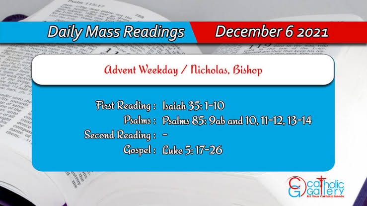 Daily Mass Readings 6 December 2021 | Monday Mass