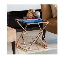 White Marble Gold Finish Side Table