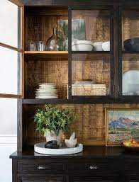 Dark Brown Oak Hutch And Cabinet With