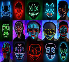 Led Face Mask 3 Adult Kids Light Up Halloween Mask The Purge Movie Rave Party Uk Ebay
