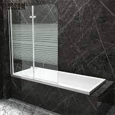 Modern Glass Shower Wall Bathtub Above