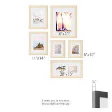 Instapoints 6 Piece Gallery Wall Picture Frame Set In Multiple Sizes With Decorative Art Prints Hanging Template Size Multi Size