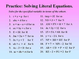 Solving Literal Equations Use Inverse