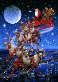 Ride with a loved one on santa's sleigh with rudolph the red nosed reindeer in front. Santa S Flying Sleigh 1000pc Jigsaw Puzzle By Piatnik Seriouspuzzles Com