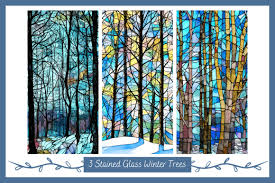 Stained Glass Trees In Winter Graphic