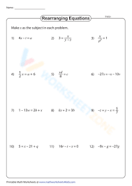 Solving Literal Equations Worksheets