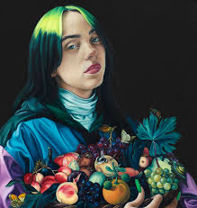 Billie eilish is trading in her baggy pants and hoodies for catsuits and corsets. Womensart On Twitter Artist Jesse Mockrin S Recent Portrait Of Singer Billie Eilish Created For Vogue And Based On Caravaggio S 1593 Boy With A Basket Of Fruit Womensart Https T Co 68nfnr9pkj