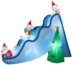 7 Airblown Polar Bears On Slide Scene Christmas Inflatable