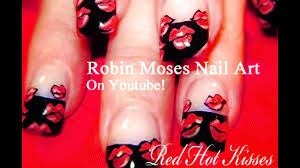 red hot lips nail art design french