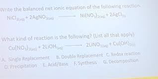 Balanced Net Ionic Equation