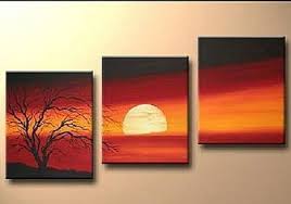 Sunset Wall Paintings On Canvas Set Of