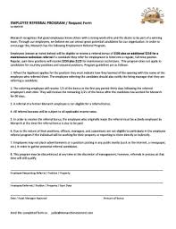 Employee Referral Bonus Announcement Fill Out Online Download