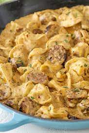 sausage tortellini alfredo easy pasta