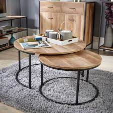 Round Nest Of 2 Coffee Tables Stackable