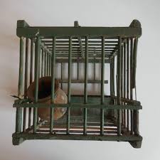 cage oiseau bois métal fait main