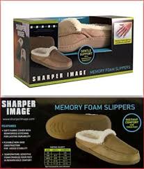 Sharper Image Mens Memory Foam Slippers Med Camel
