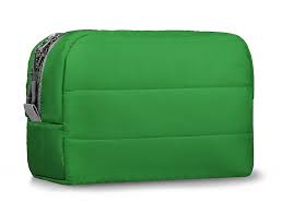makeup cosmetic bag green quilted