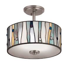 View our huge range of ceiling lights including flush fittings and pendants. Portfolio 13 In Aztec Brushed Nickel Clear Glass Semi Flush Mount Light Lowe S Canada