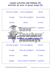 and hobbies in french worksheets 3