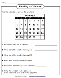 Calendar Math Worksheets
