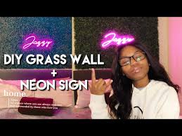 Diy Decor Neon Sign With Grass Wall