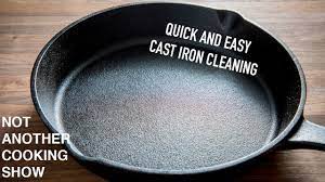 to clean a cast iron pan after cooking