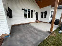 stained concrete patios before after