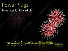 Powerpoint Template Mid Night View Of Lighted Up Fireworks