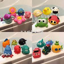 兒童寶寶卡通動物環保搪膠公仔洗澡戲水小動物噴水捏捏叫搪膠玩具-Taobao