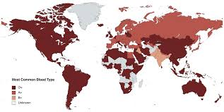 distribution of blood type in the world