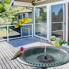 Vingli 28 In Antique Green Bird Bath With Solar Fountain Resin Pedestal Birdbaths Vintage Garden Decor
