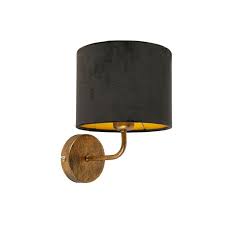 Vintage Wall Lamp Gold With Black Velor