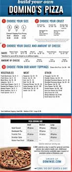 menu of dominos pizza restaurant